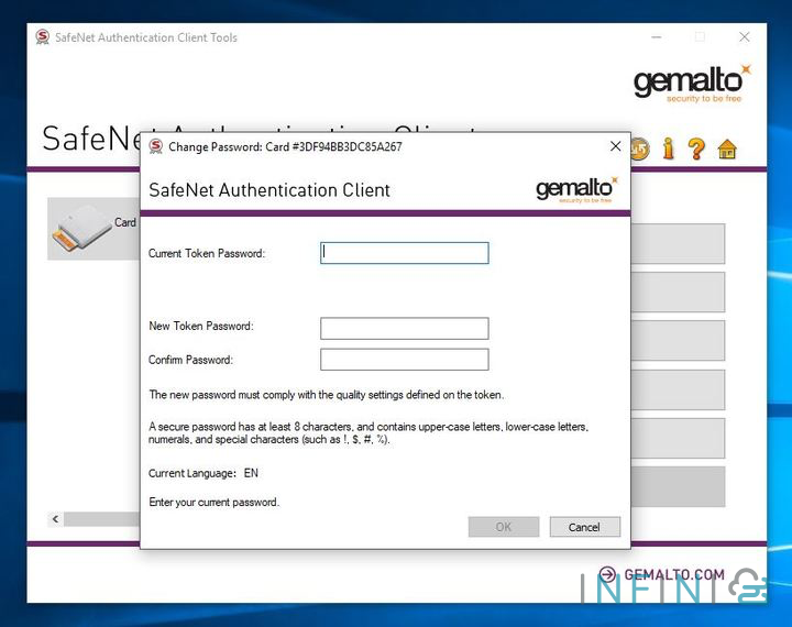 pick up cert by safenet modify password