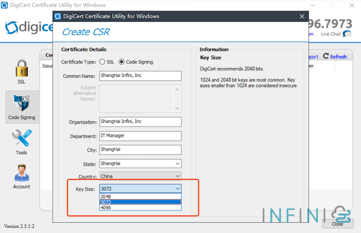 gen csr select 3072 length key